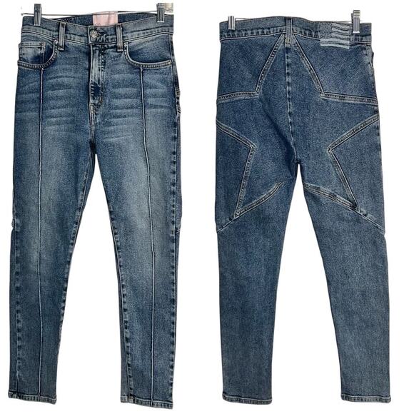 Revice Denim Star Jeans Size 28 Made in USA Blue High Rise Skinny Front Seamed - Picture 1 of 9